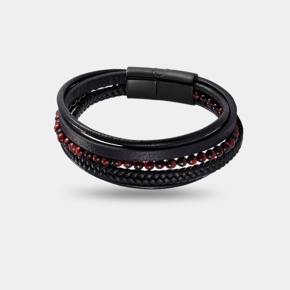 Obsidian Voyager Bracelet | Premium Men's Leather Bracelet | Vyro