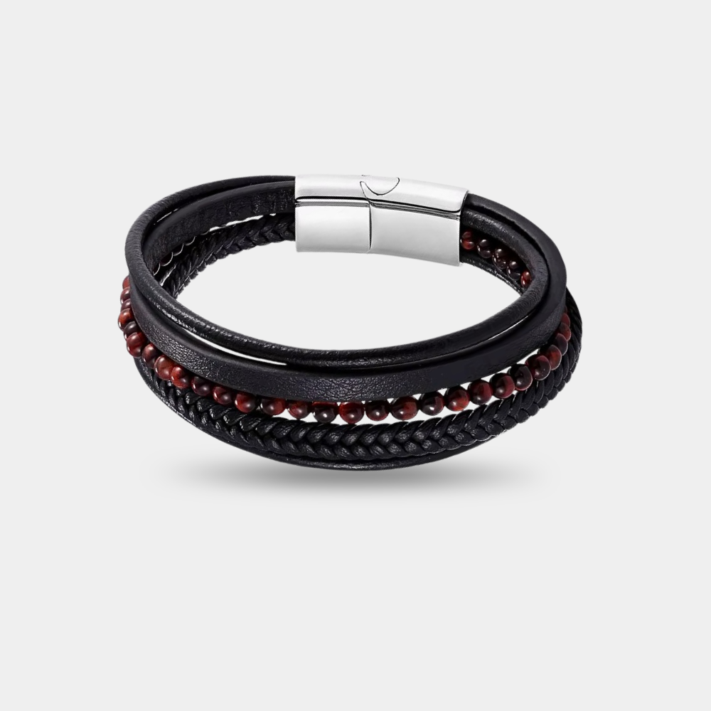Obsidian Voyager Bracelet | Premium Men's Leather Bracelet | Vyro