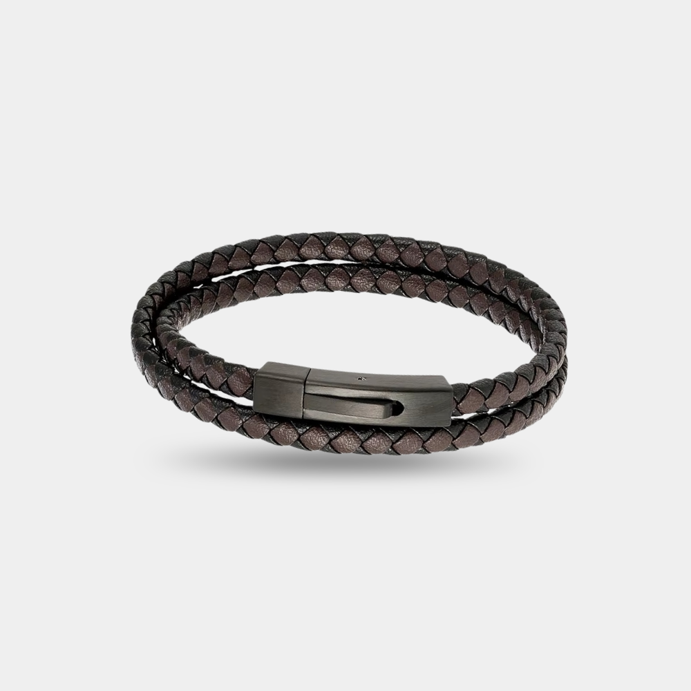 Sentinel Leather Bracelet | Premium Braided Men's Jewelry Brown