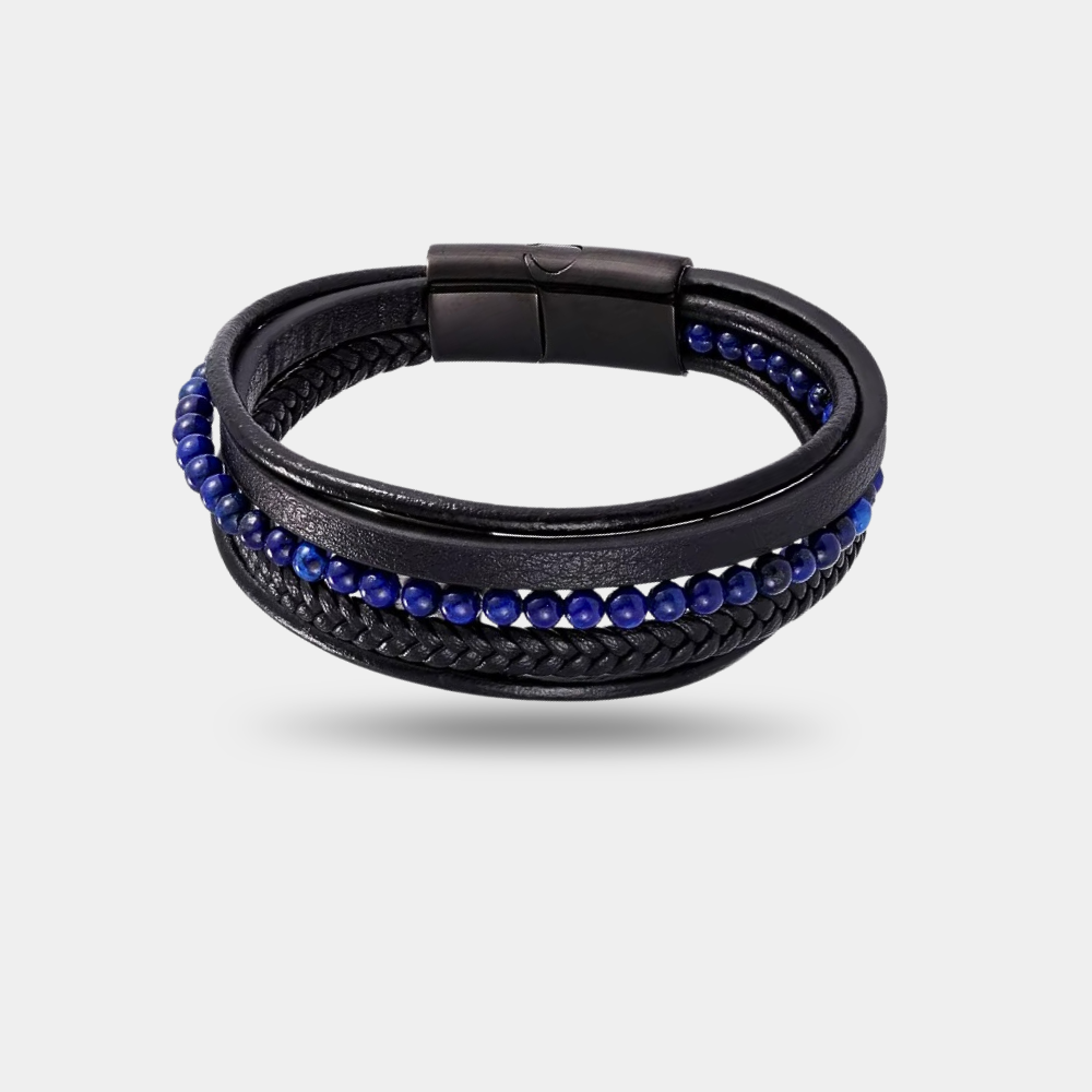 Obsidian Voyager Bracelet | Premium Men's Leather Bracelet | Vyro