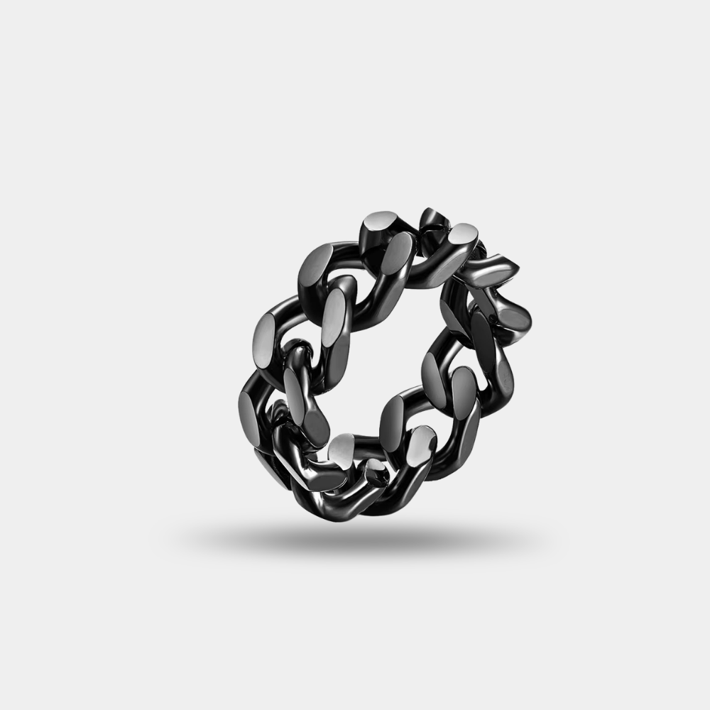 NEXOR Ring black stainless steel chain link ring for men