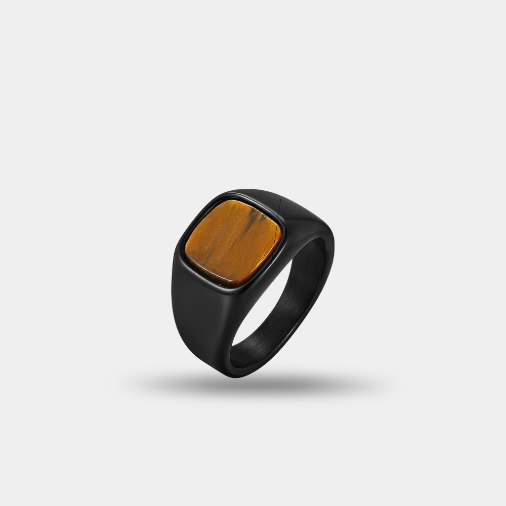Luxury black stone signet ring for men Noctis Ring