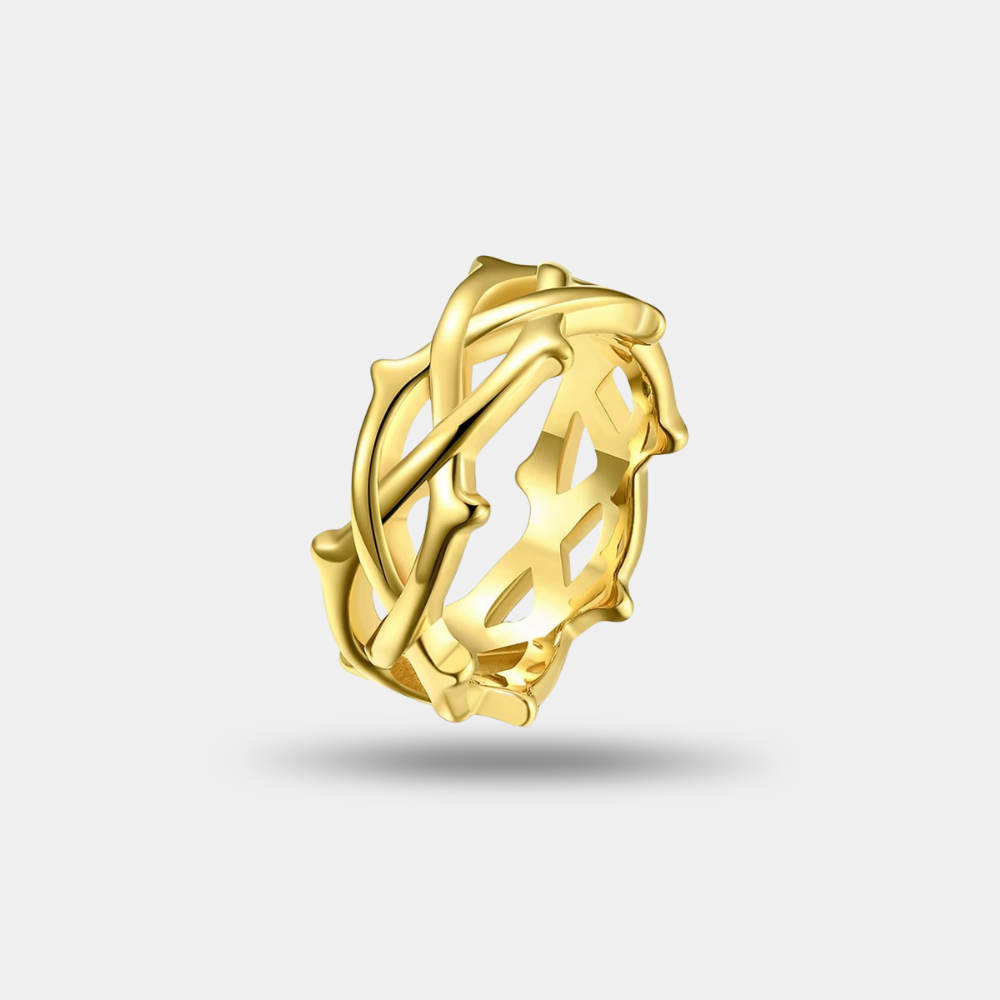 Vortex Ring gold statement ring with sculptural design